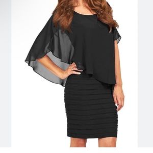 Adrianna Papell womans Chiffon Overlay Shutter Pleat Sheath Dress size 12 Large